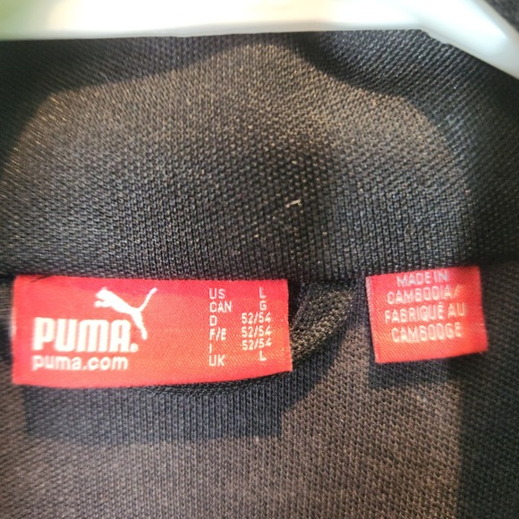 Puma Mens Full Zip Track Jacket Black Blue White Stripe Mock Neck Large - Picture 4 of 7